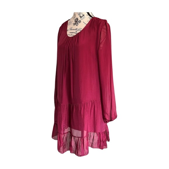 Italian Silk Babydoll Tunic – Maroon – 70% Silk – Fits US 6 - Picture 3 of 6
